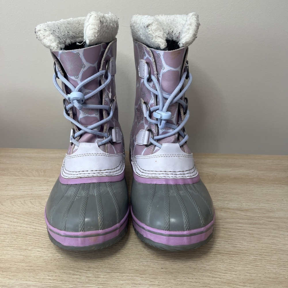 Sorel Yoot Pac Purple Snowflake Winter Boots Woman's Size 6 EUR 38 - Picture 2 of 9